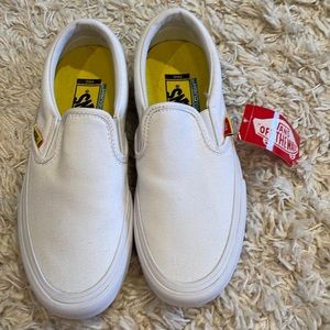 NWT VANS slip ins white with checkerboard mens size 6.5, womens size 8